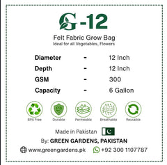 Grow Bag - G-12, (BLACK-12"x12") {Pack of 5}