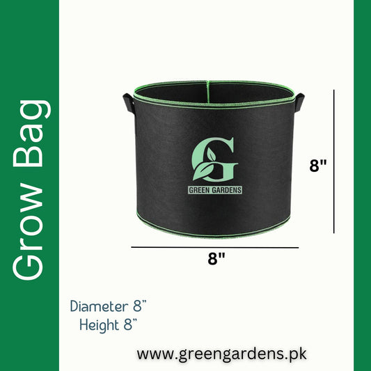 Grow Bag BLACK - 8" x 8"
 (Two Handles)