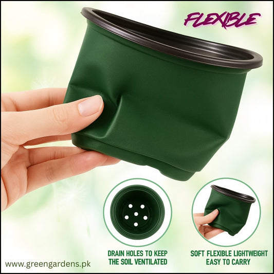 Flexible Nursery Pots 6″ x 6″ – GREEN (PACK OF 10) With Free Liners