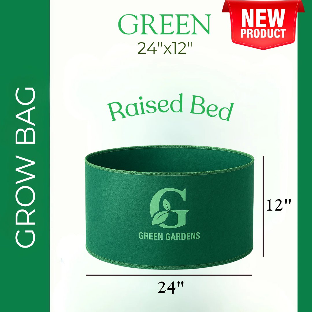 Grow Bag GREEN - 24" x 12" 
(No Handles) Raised Bed