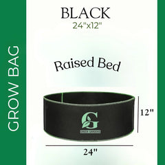 Grow Bag BLACK - 24" x 12" 
 (No Handles) Raised Bed