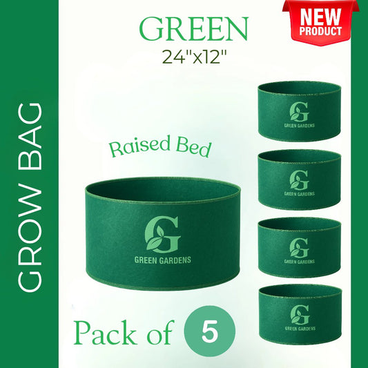 Grow Bag GREEN  - 24"X12" (PACK OF 5) Raised Beds