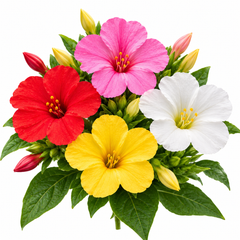 4 O'Clock Mirabilis jalapa mix with colourful pink red yellow and white flowers – summer flower seeds for pots grow bags and garden beds in Pakistan