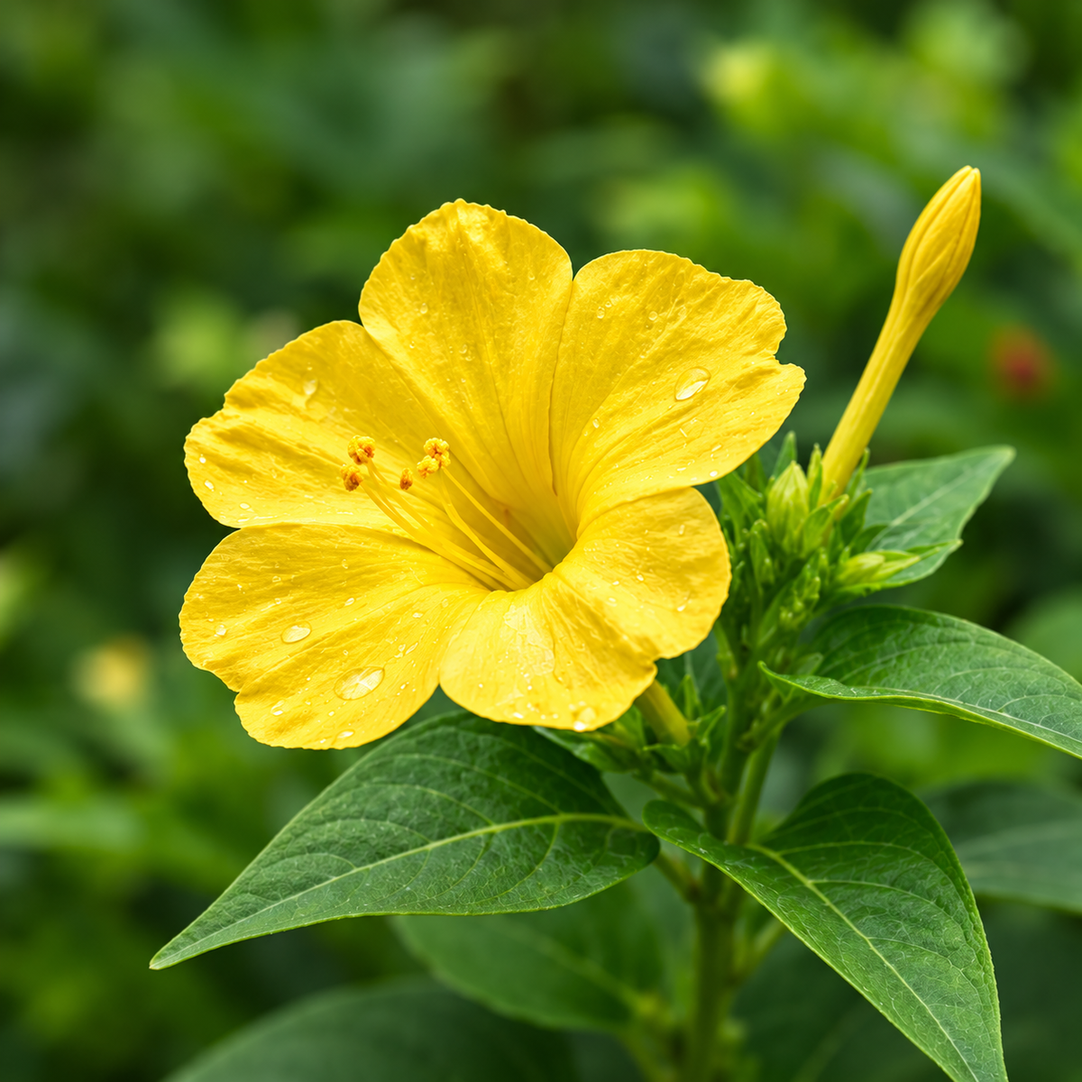 Yellow 4 O'Clock Mirabilis jalapa with fragrant trumpet-shaped yellow flowers – summer flower seeds for pots grow bags and garden beds in Pakistan