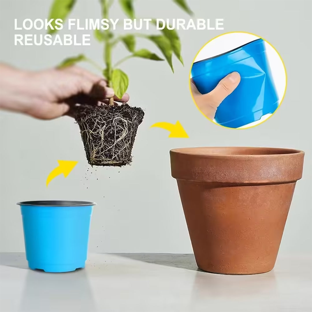 Flexible Nursery Pots 4″ x 4″ – BLUE (Pack of 10) with free Liners