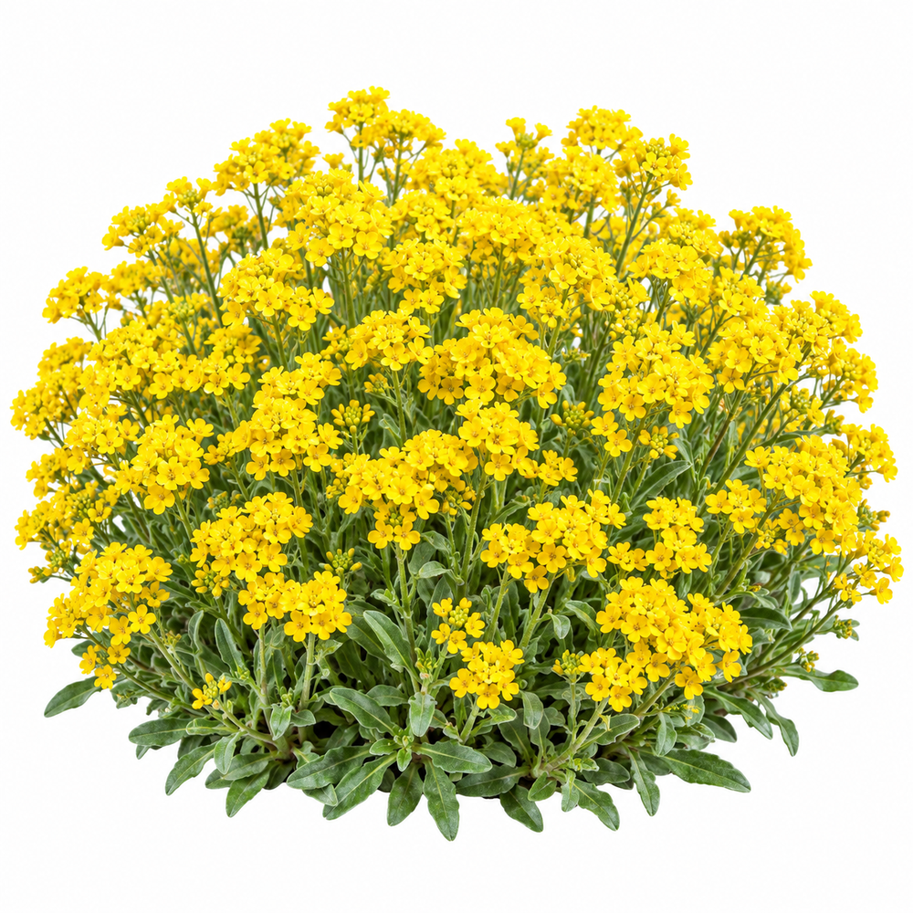 Yellow Alyssum flowers in full bloom forming a compact bright-yellow flowering carpet – winter flower seeds for pots, borders and rock gardens in Pakistan