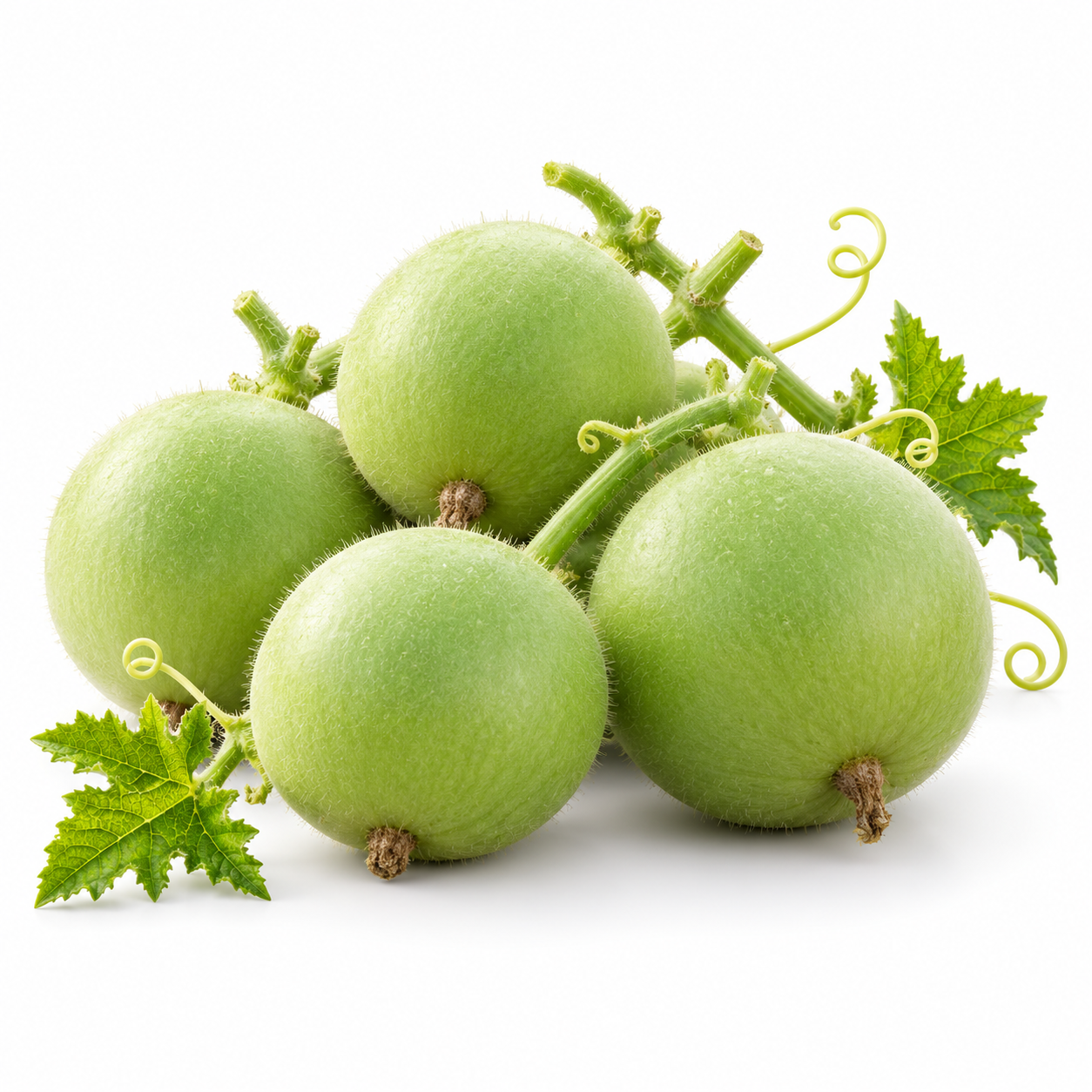 Round light-green F1 hybrid Tinda fruits growing on a healthy plant – Apple Gourd seeds for home and kitchen gardening in Pakistan