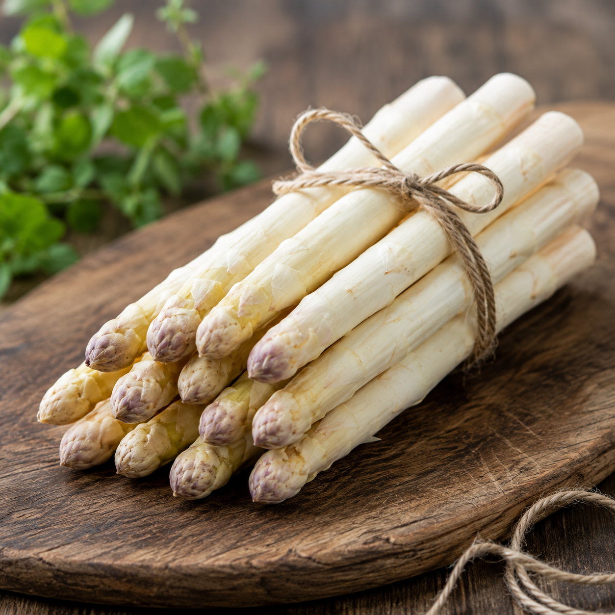 White asparagus spears emerging from soil with fern-like foliage – perennial asparagus seeds for home gardening in Pakistan