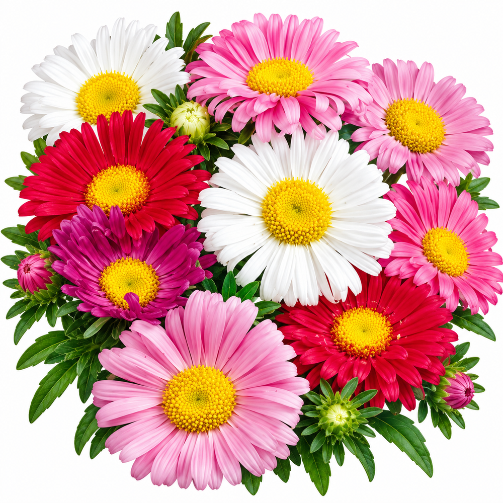 Aster Chinensis Single Rainbow Mix with colourful single daisy-like flowers – winter flower seeds for beds pots borders and grow bags in Pakistan