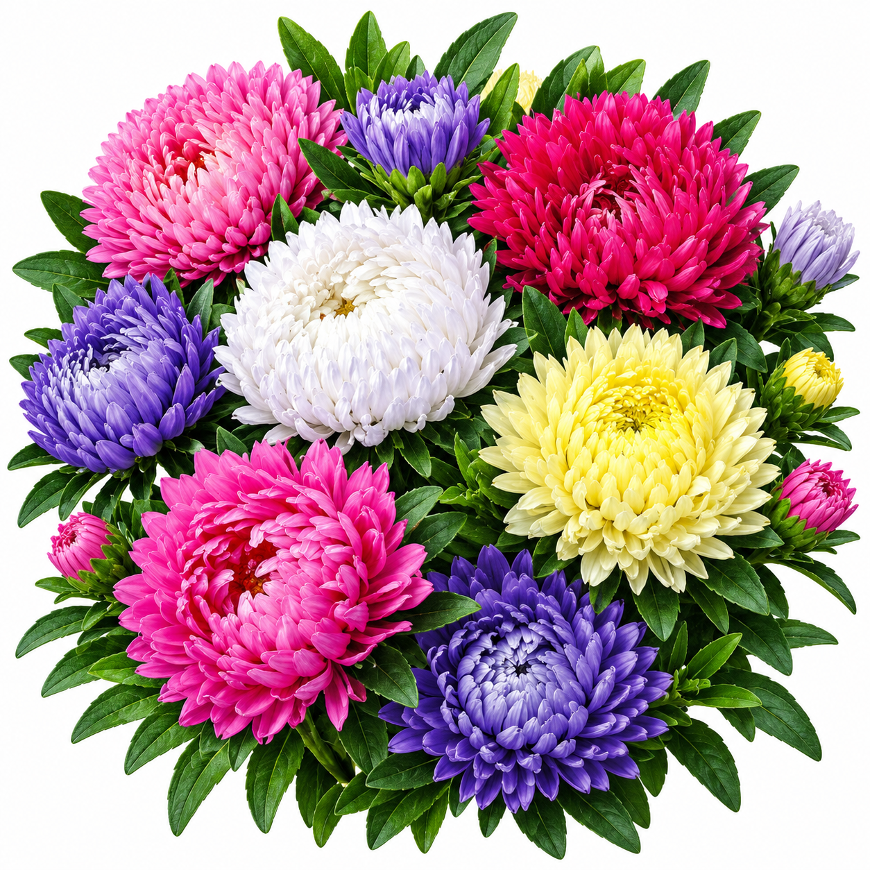 Aster Peony Mix Callistephus chinensis with large double mixed-colour peony-style flowers – winter flower seeds for beds pots and grow bags in Pakistan