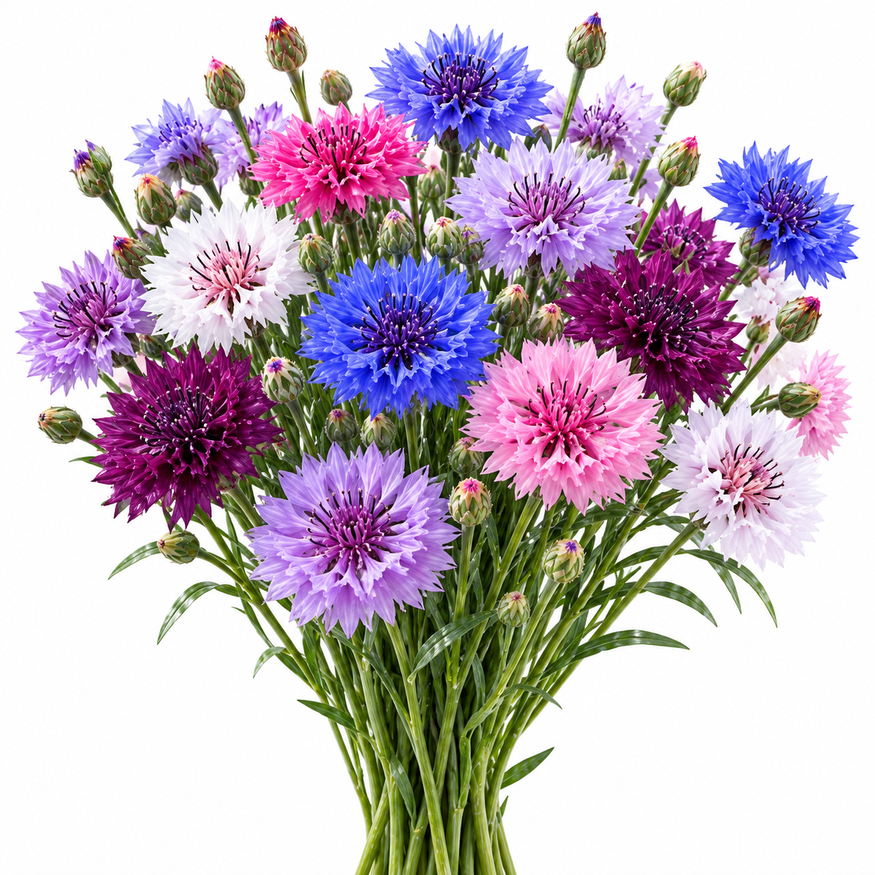 Bachelor's Button Double Tall Mix Cornflower with colourful double blue pink white rose and lavender flowers – Centaurea cyanus winter flower seeds in Pakistan