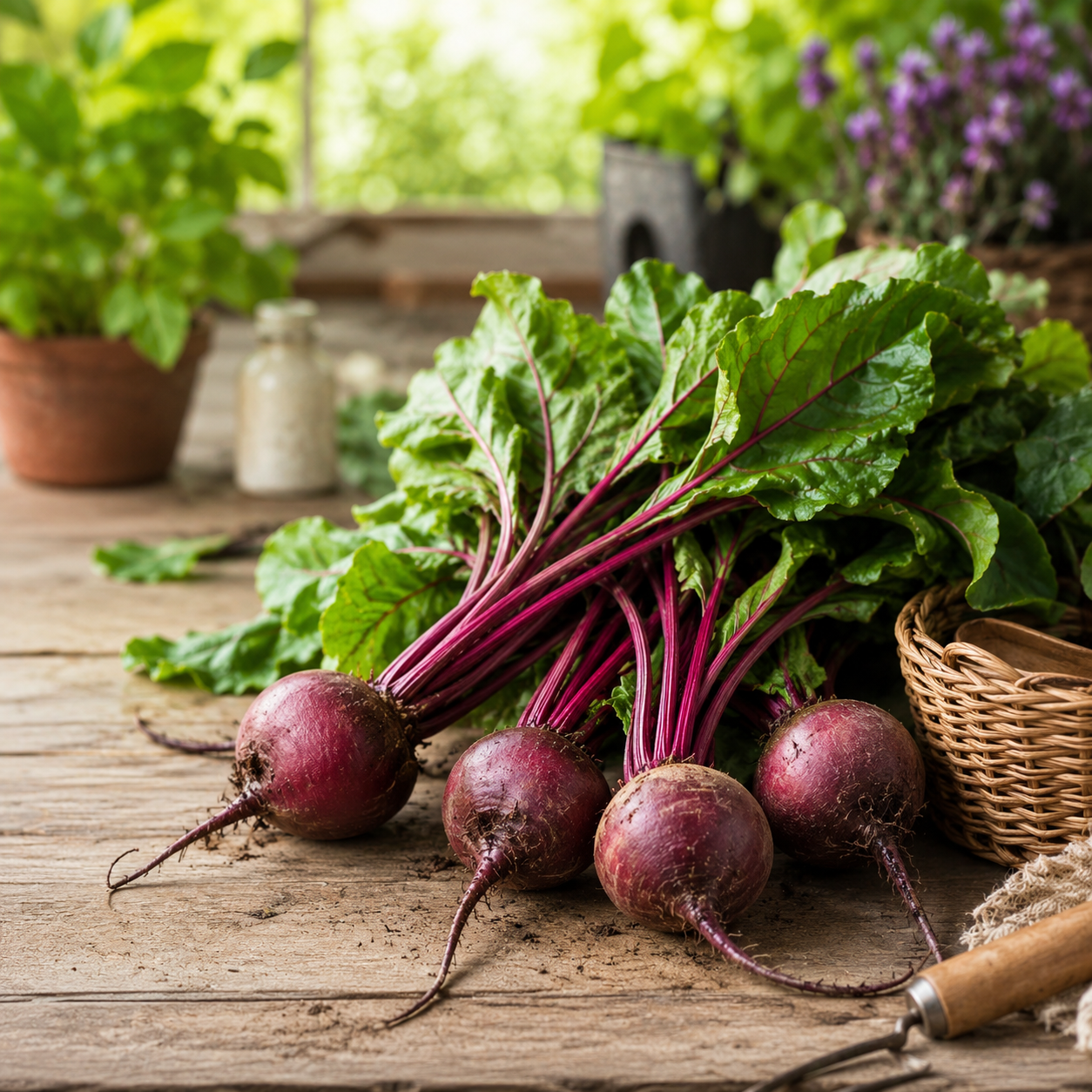Fresh deep red beetroot roots with green leafy tops – winter beetroot seeds for home gardening in Pakistan