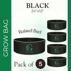 Grow Bag BLACK - 24"x12" 
(Pack of 5) No Handles - Raised beds