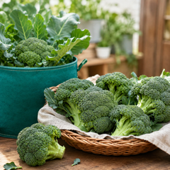 F1 Hybrid broccoli plant with compact fresh green head – winter broccoli seeds for home gardening in Pakistan