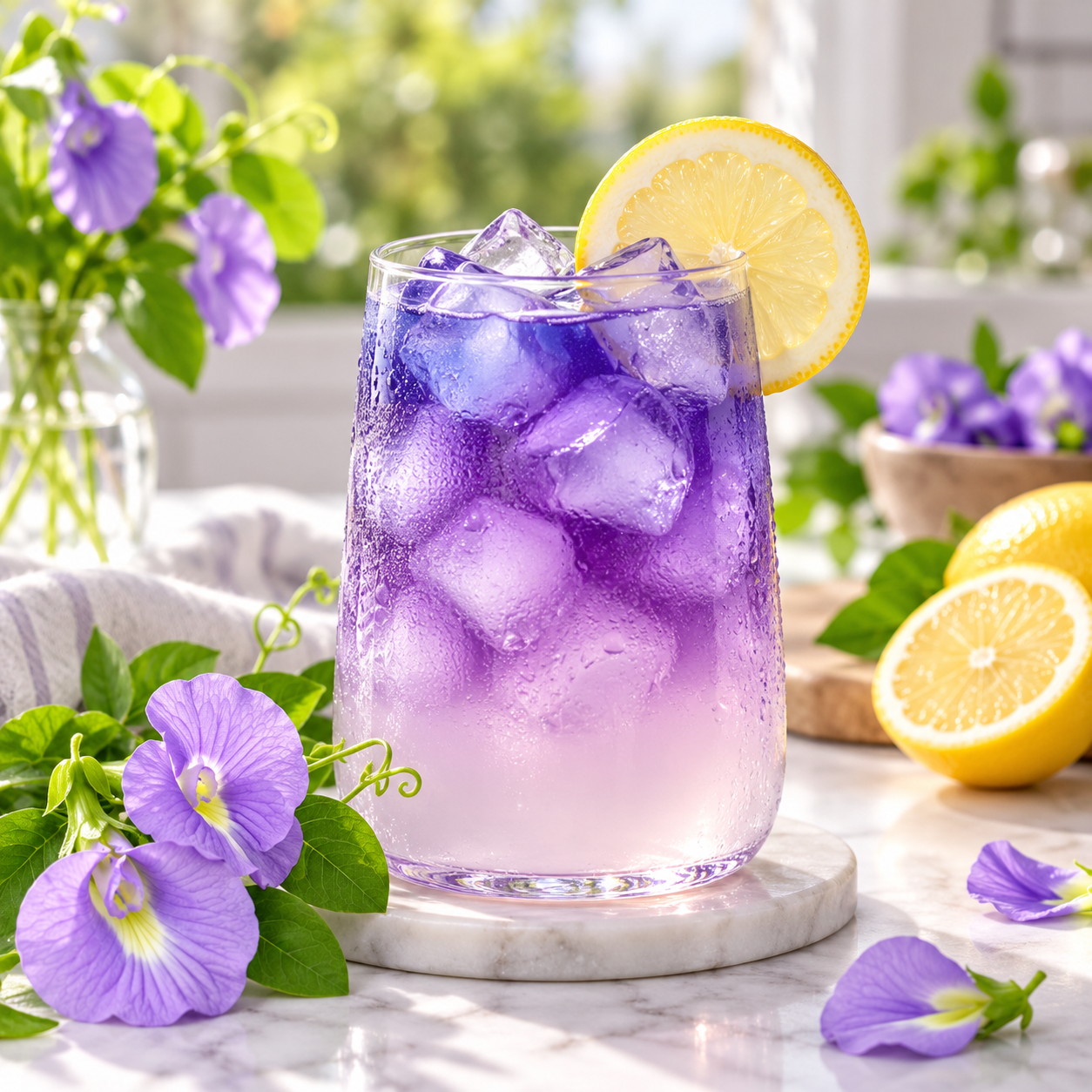 Butterfly Pea Purple Clitoria ternatea flowering climber with deep-purple butterfly-shaped flowers growing on a trellis – summer and winter flower seeds in Pakistan