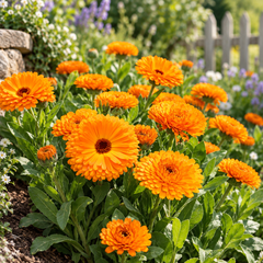 Calendula Ball Orange Calendula officinalis with bright fully double rounded orange flowers – winter flower seeds for pots beds borders and grow bags in Pakistan