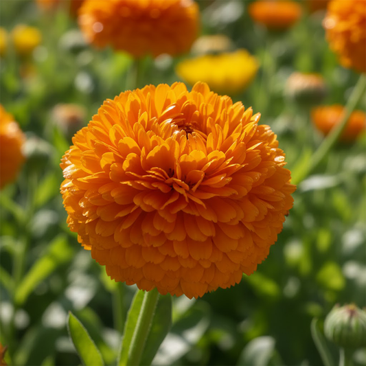 Calendula Double Ball deep orange 2 GREEN GARDEN