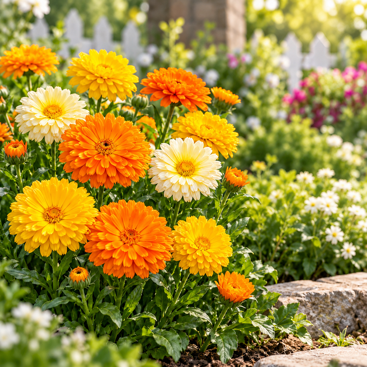 Calendula Pacific Beauty with large bright orange ruffled flowers – Calendula officinalis winter flower seeds for pots, grow bags, beds, borders and cut-flower gardens in Pakistan