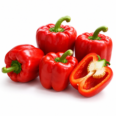 Red bell pepper plant with glossy blocky red capsicum fruits – sweet pepper seeds for home gardening in Pakistan