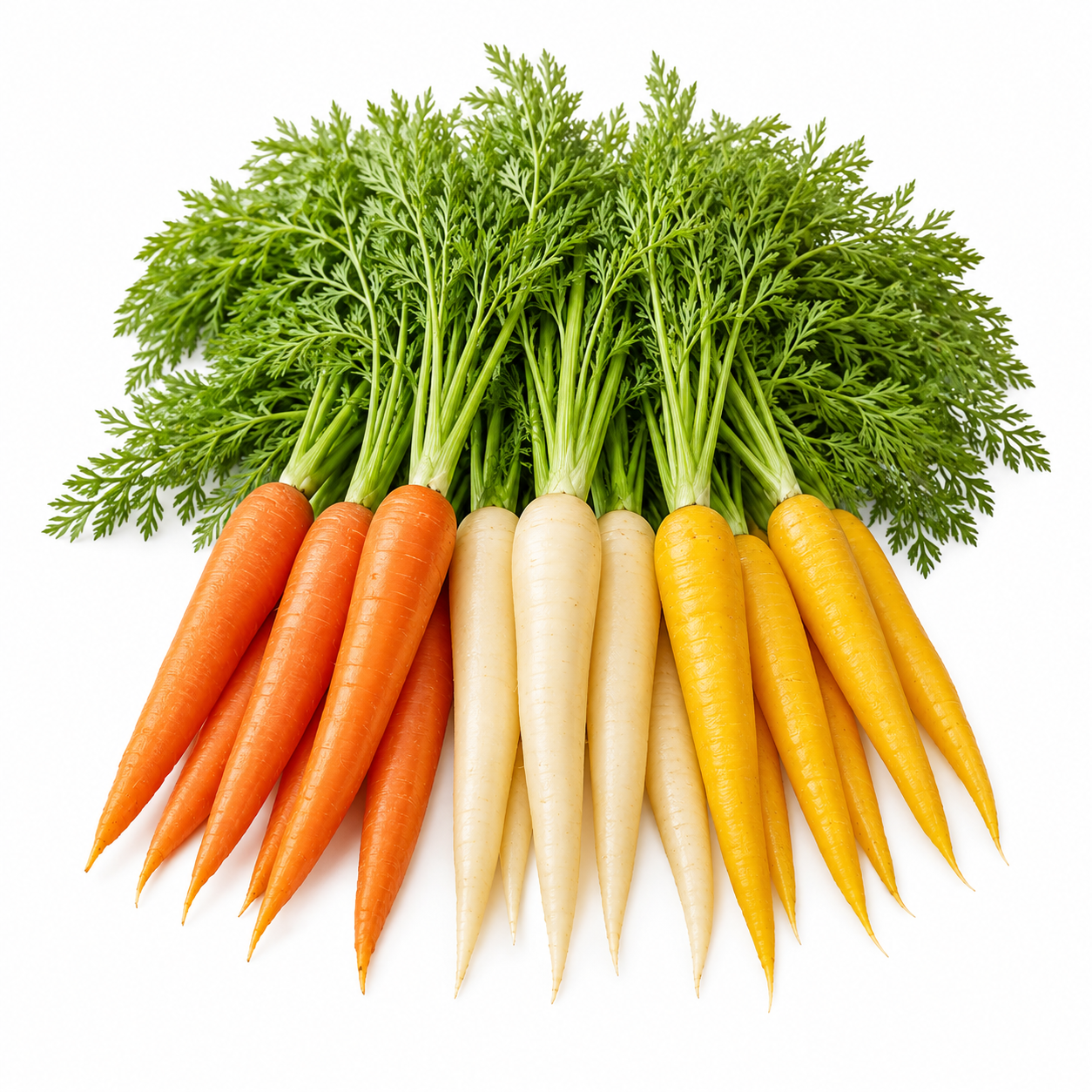 Carrot 3 Colour Mix Seeds showing orange white and yellow carrots – Franchi winter vegetable seeds Pakistan