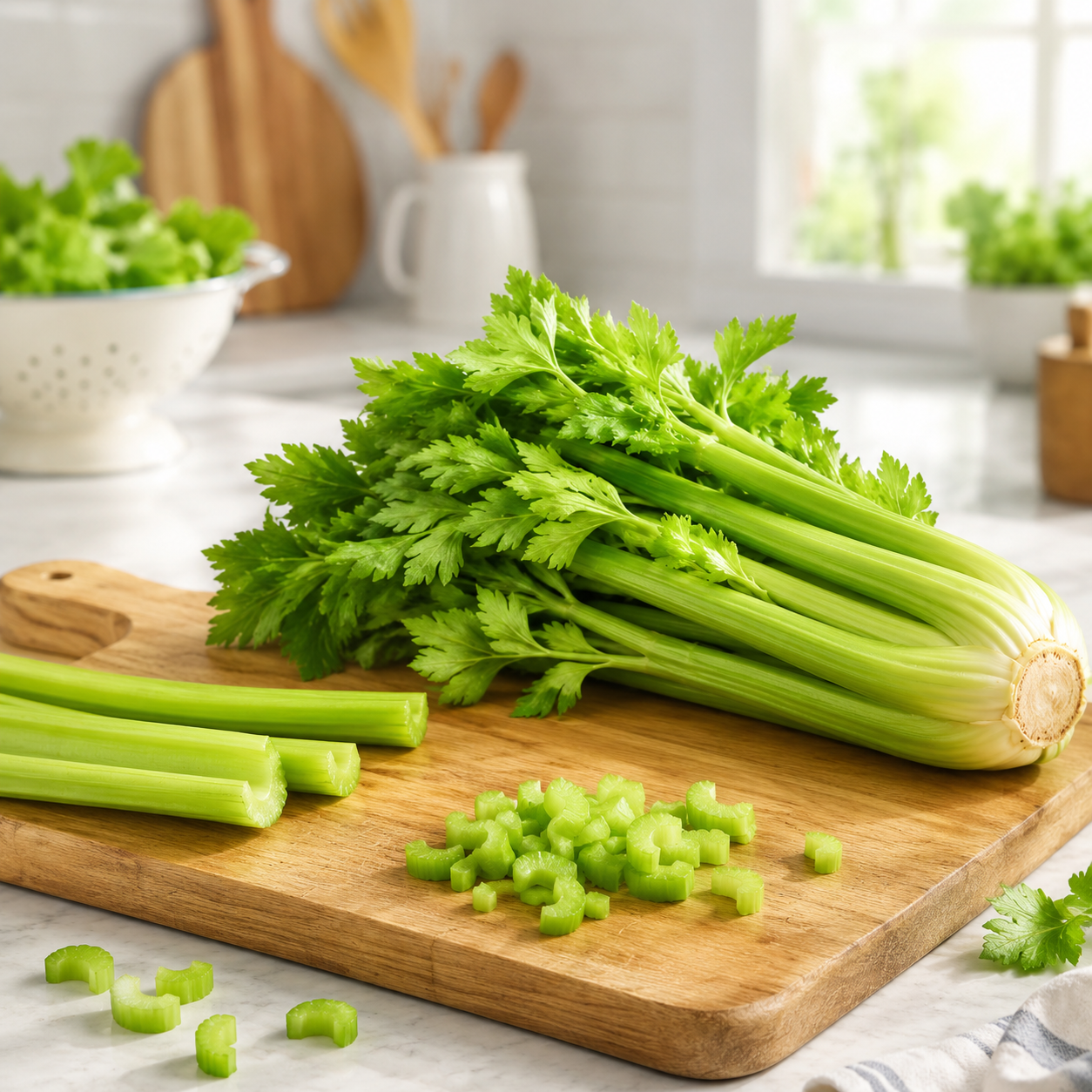 Celery F1 Hybrid Seeds with fresh green celery stalks and aromatic leaves in Pakistan