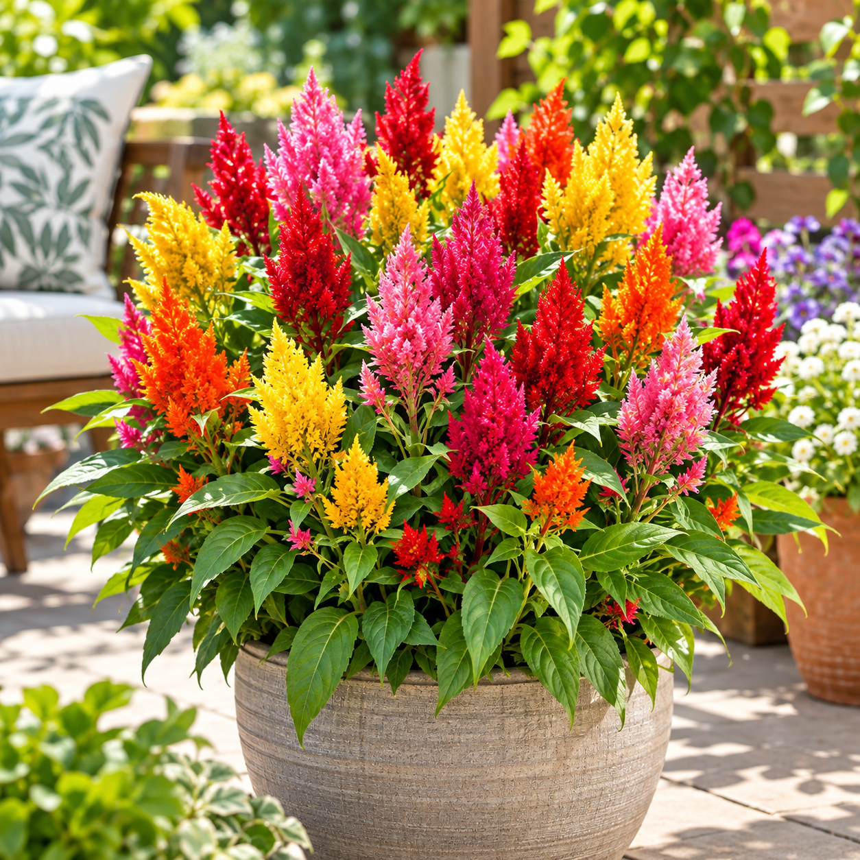 Celosia plumosa with bright colourful feathery plume-shaped flowers – summer flower seeds for beds borders pots and grow bags in Pakistan