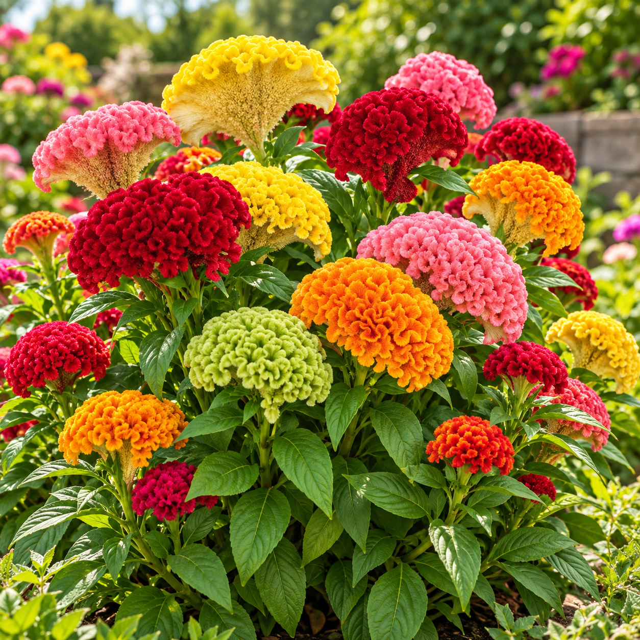Celosia cristata Cockscomb with colourful velvety crested rooster-comb shaped flowers – summer flower seeds for beds pots and grow bags in Pakistan