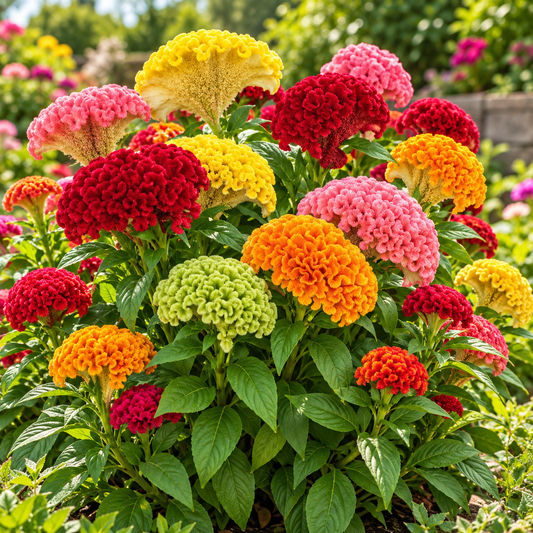 Celosia cristata Cockscomb with colourful velvety crested rooster-comb shaped flowers – summer flower seeds for beds pots and grow bags in Pakistan