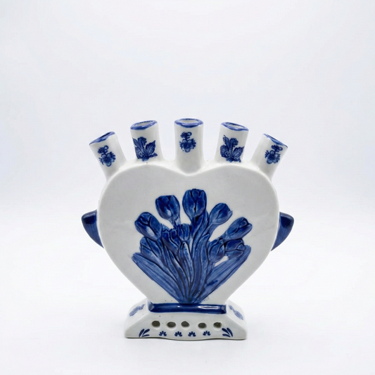 Ceramic Vase - White & Blue (16 CM / 16 CM / 3 CM)