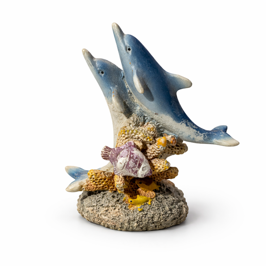 Resin Dolphin Pair Showpiece 3 Inch – Mini Decorative Marine Figurine for Home & Office