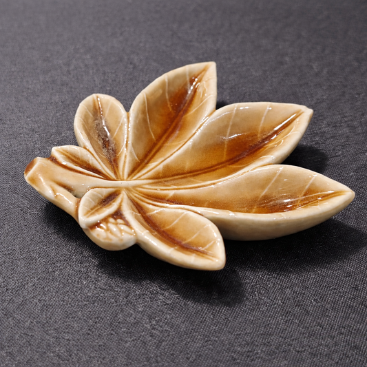 Vintage Ceramic Maple Leaf Trinket Dish – Made in England | Decorative Mini Tray