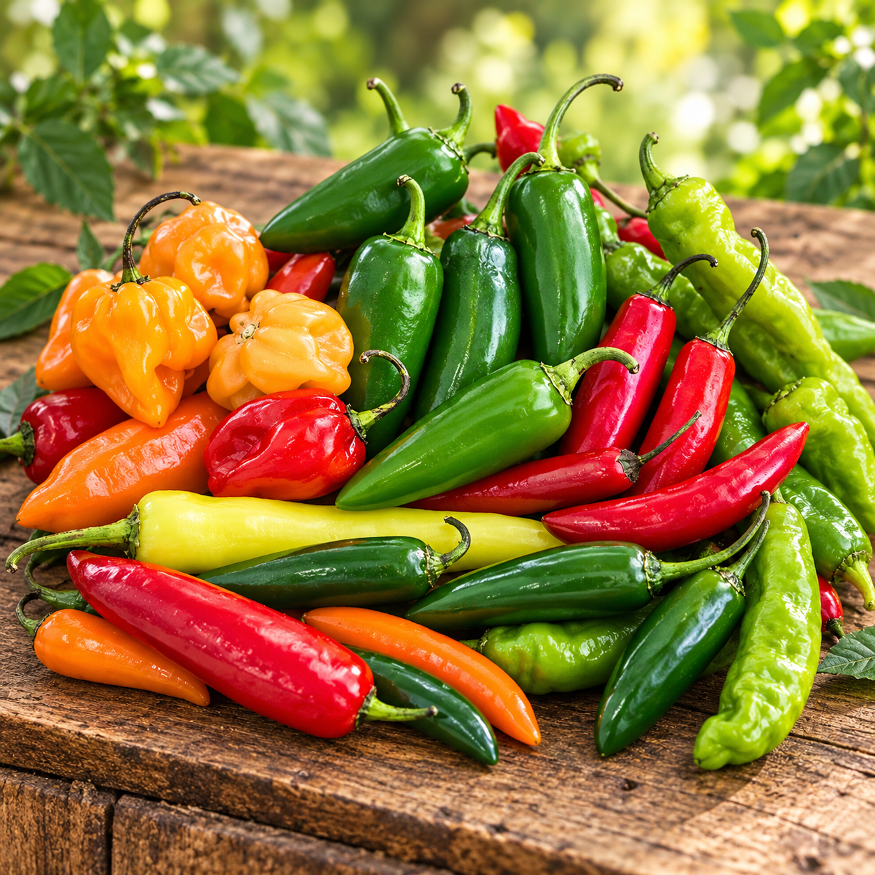 Hot Mixed Chilli Pepper varieties featuring colourful green red yellow orange and purple hot chillies in assorted shapes and sizes – summer and winter chilli seeds Pakistan