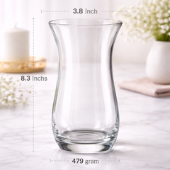 Clear Glass Decorative Flower Vase - 8.3 inches