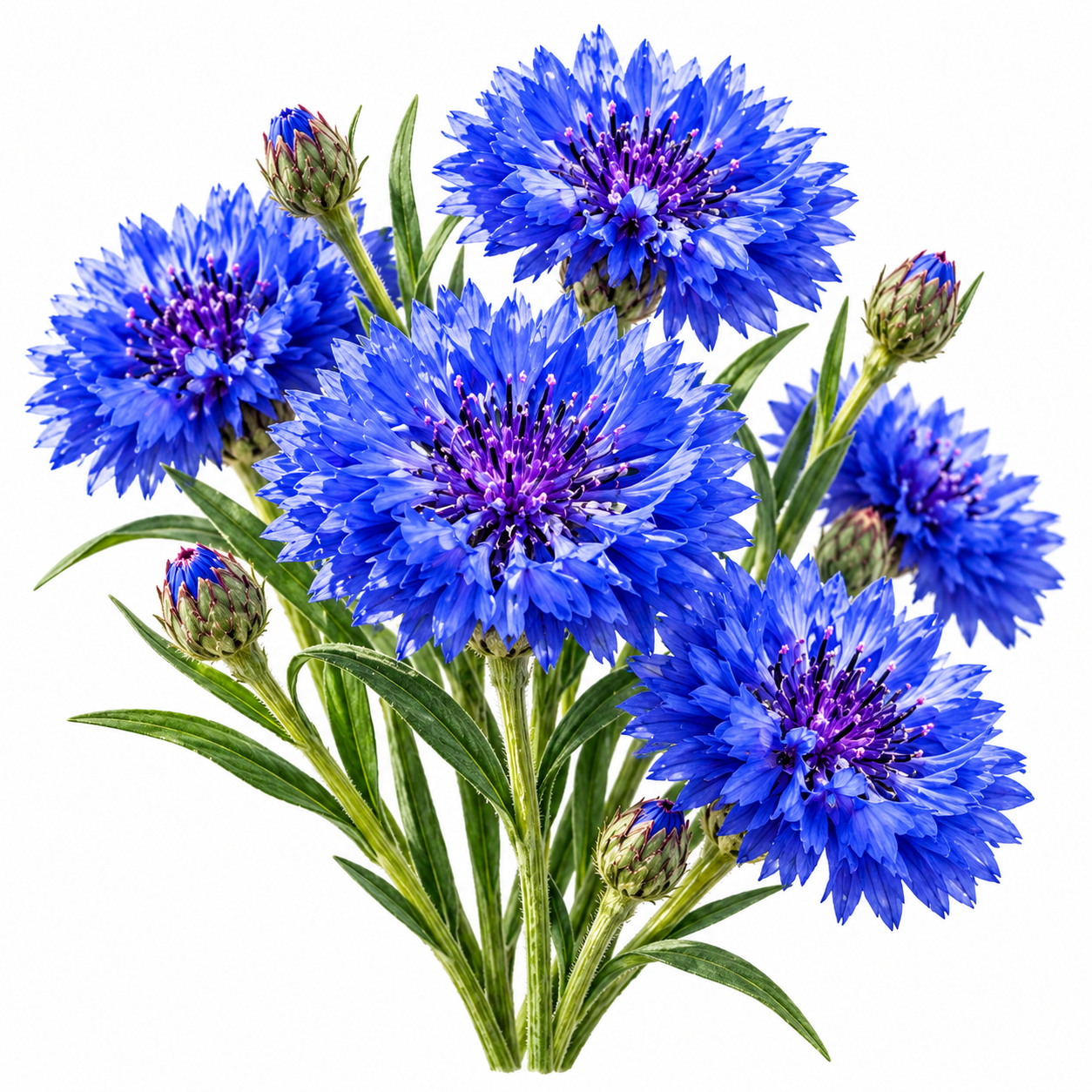 Cornflower Bachelor's Button Double Royal Blue with vibrant deep-blue densely layered fringed flowers and slender green stems – winter flower seeds for beds borders bouquets and grow bags Pakistan