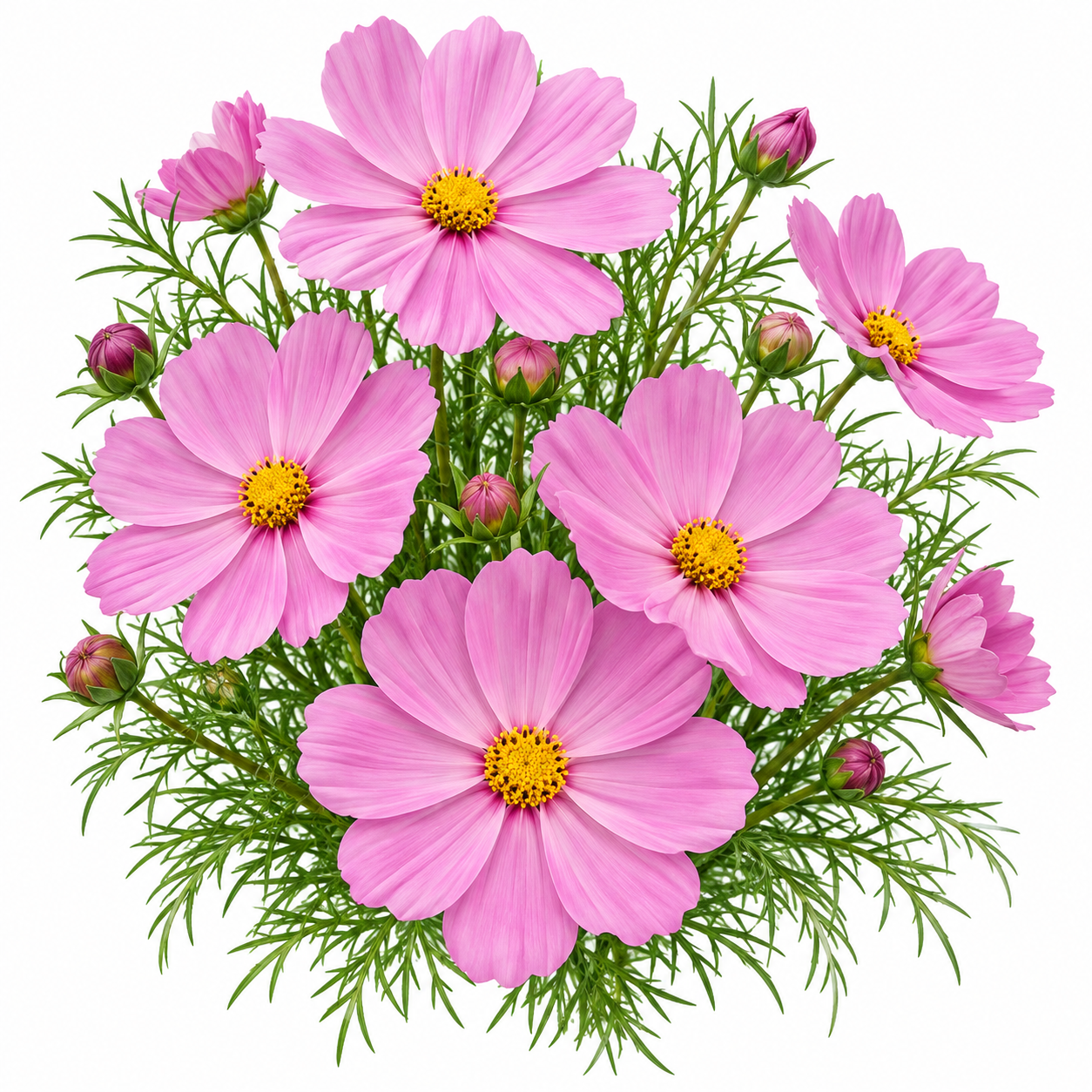 Pink Cosmos bipinnatus with soft pink daisy-like flowers and feathery foliage – winter flower seeds for gardens and grow bags in Pakistan