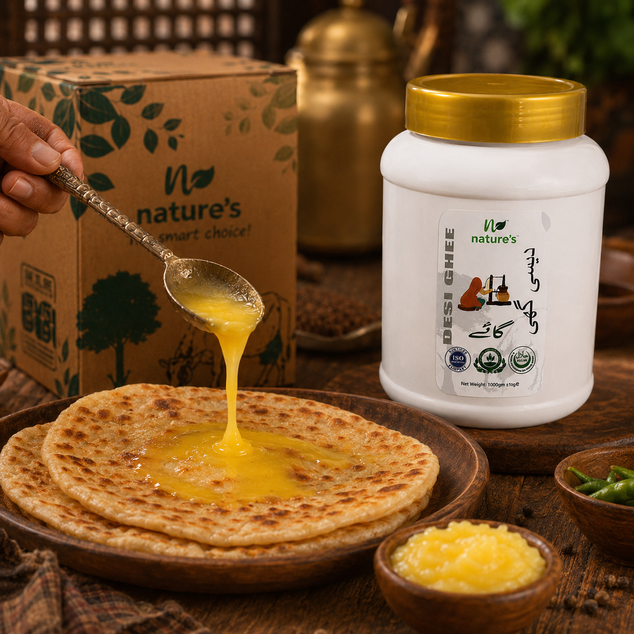 Pure Cow Desi Ghee – 1kg | Traditional Cholistani Grazing Cow Milk Ghee