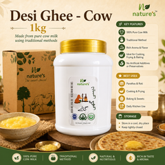 Pure Cow Desi Ghee – 1kg | Traditional Cholistani Grazing Cow Milk Ghee