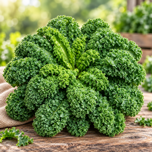 Healthy Curly Kale plant with dark-green tightly curled leaves – nutritious leafy kale seeds for home and kitchen gardening in Pakistan