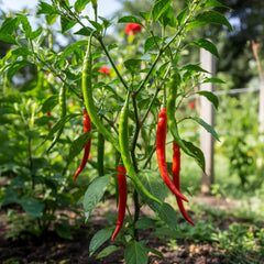 Desi Green Chilli with long slim fresh green fruits – chilli seeds for kitchen gardening in Pakistan