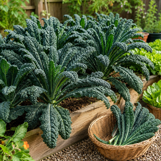 Dinosaur Kale Nero di Toscana with long dark green textured leaves – Franchi winter vegetable seeds Pakistan
