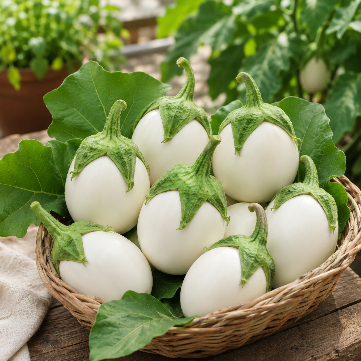 Eggplant White Round Seeds, F1 Hybrid (SUMMER/ WINTER) بینگن سفید  گول