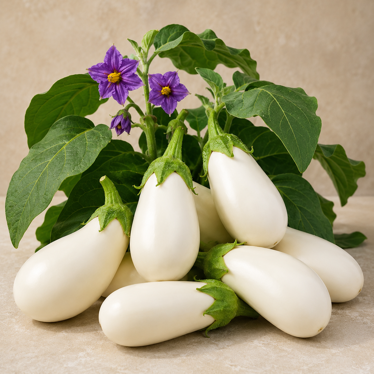 Eggplant White Teardrop Shaped Seeds, F1 Hybrid (SUMMER/ WINTER)