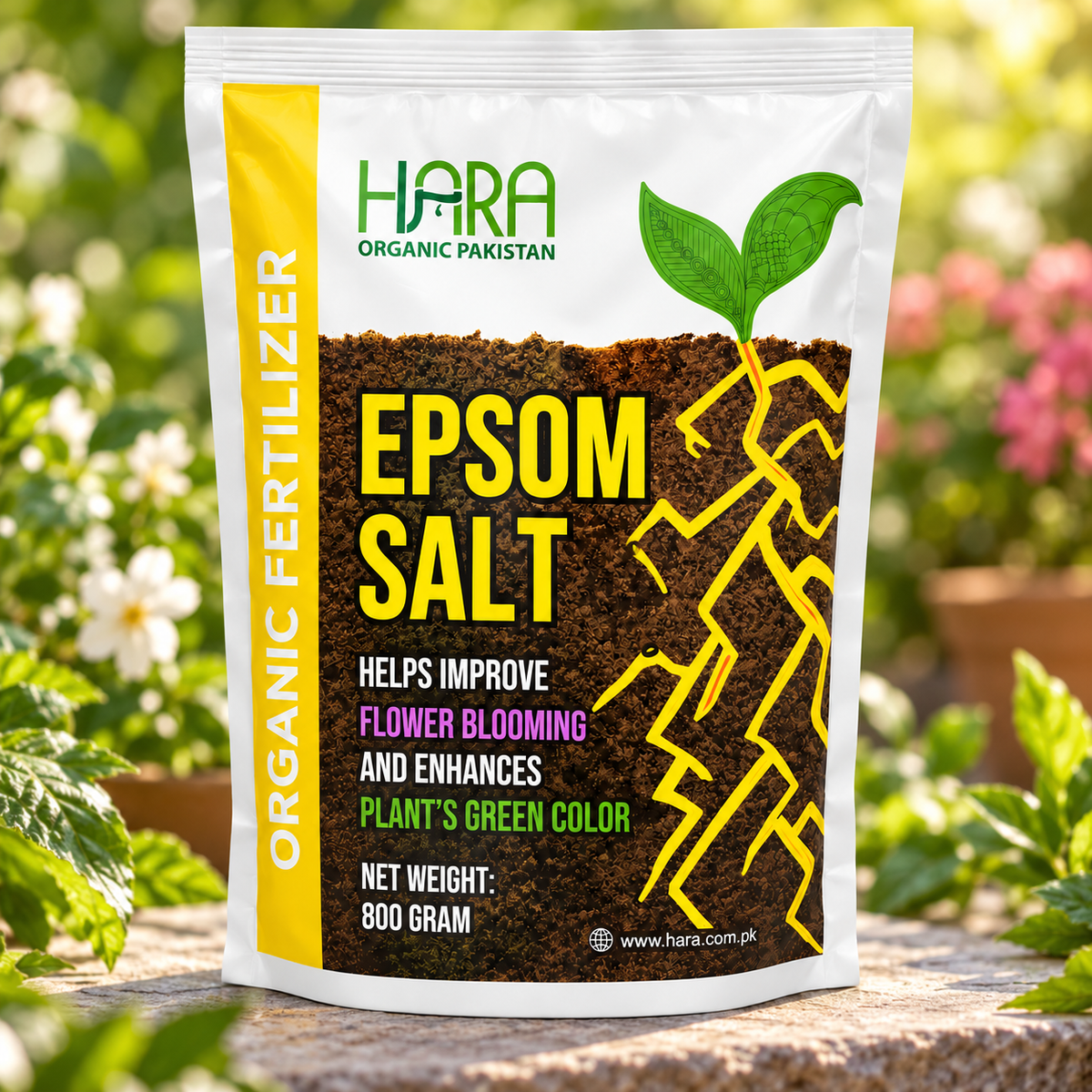 HARA Epsom Salt Magnesium Sulphate 800g standing pouch for plants – GREEN GARDENS Pakistan