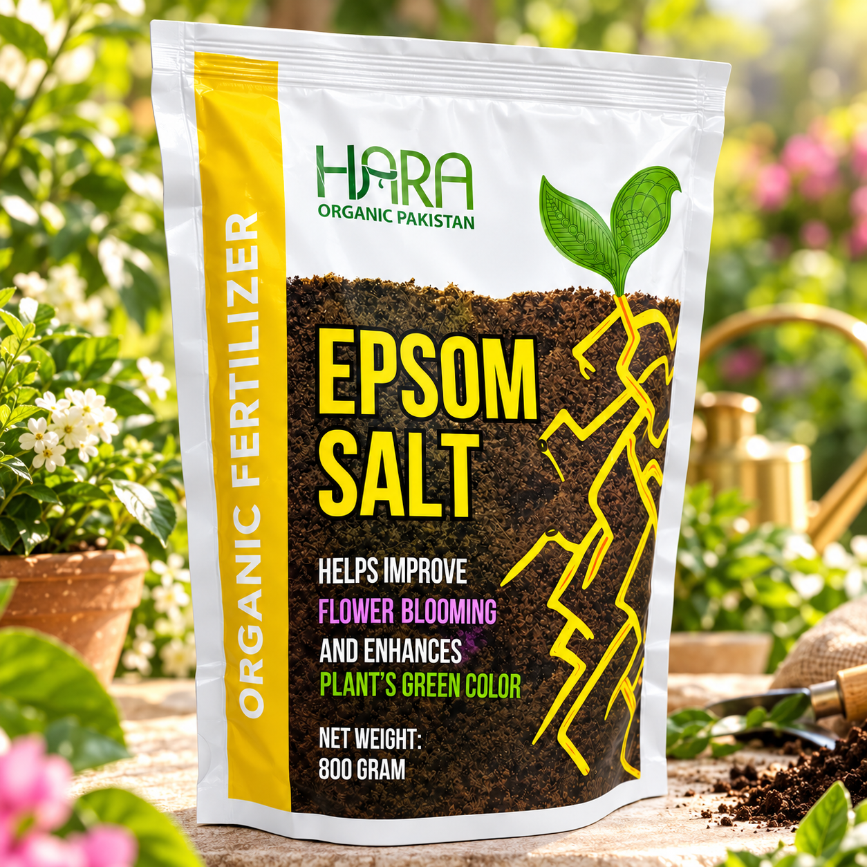 Epsom Salt Magnesium Sulphate 800g pouch for vegetables, flowers and kitchen gardening