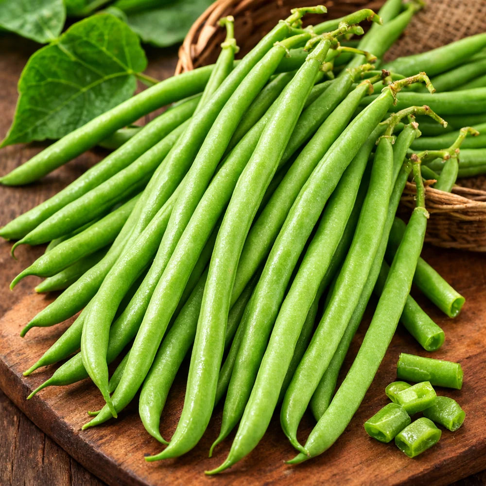 Fresh tender green French Bean pods growing on healthy plants – Green Beans seeds for winter and summer kitchen gardening in Pakistan