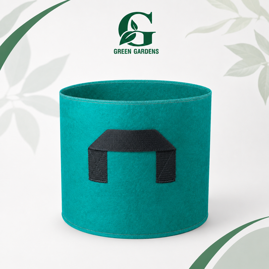 Green G-12 round felt fabric grow bag, 12-inch diameter and 12-inch depth, with 2 handles