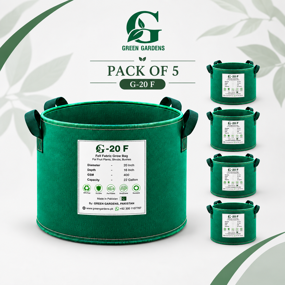 GREEN GARDENS G-20 F Green Pack of 5 hero image with original labels and dark green handles