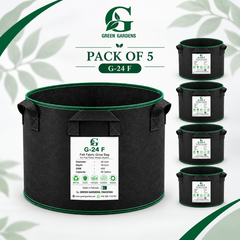 GREEN GARDENS G-24 F Black Pack of 5 hero image, 24x18 inch, 400 GSM felt grow bags, 35 gallon each