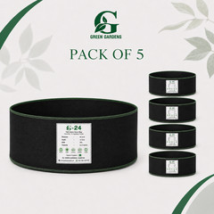 Grow Bag G-24 Black (Pack of 5) – 24×12 Inch Round Felt Fabric Raised Bed | 23.5 Gallon Each