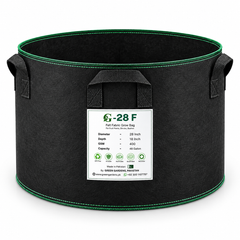 GREEN GARDENS G-28 F Black 28×18 inch round 400 GSM felt fabric grow bag with 6 handles for fruit plants